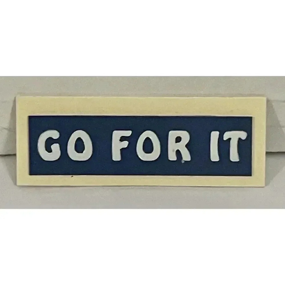 Vintage 1980’s Go For It Engraved Plastic Pin 1 7/8 In Long x 11/16 In Wide‎